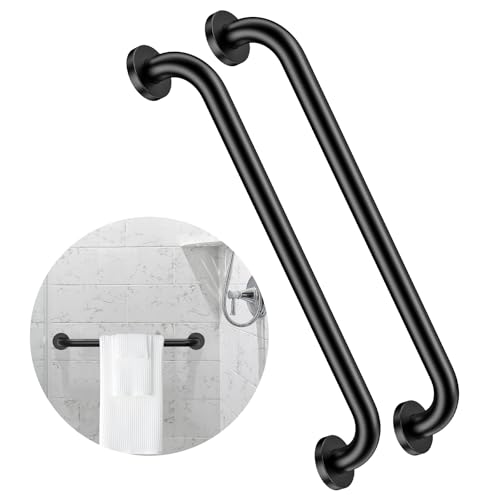 2 Pack 24 Inch Matte Black Shower Grab Bar 15 Diameter ZUEXT Stainless Steel Bathroom Grab Bar Handle Bath Balance BarSafety Hand Rail Support Handicap Injury Elderly Senior Assist Bath Handle